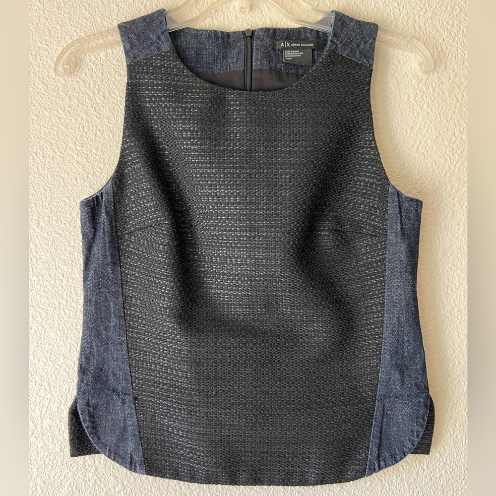 Armani Exchange top vest sleeveless denim wool cotton blend Sz S